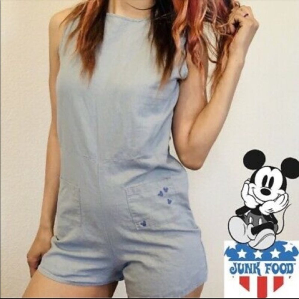 Junk Food Women's Mickey Mouse Embroidered Romper